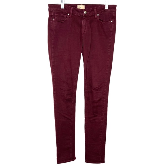 PAIGE Denim - Paige Maroon Burgundy Denim Peg Skinny Jeans Size 29 Women’s